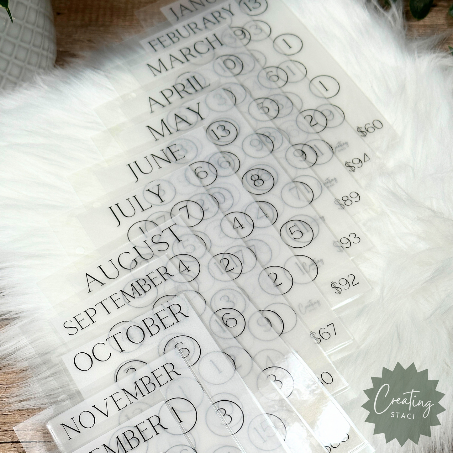 12 Month Savings Challenge Envelopes