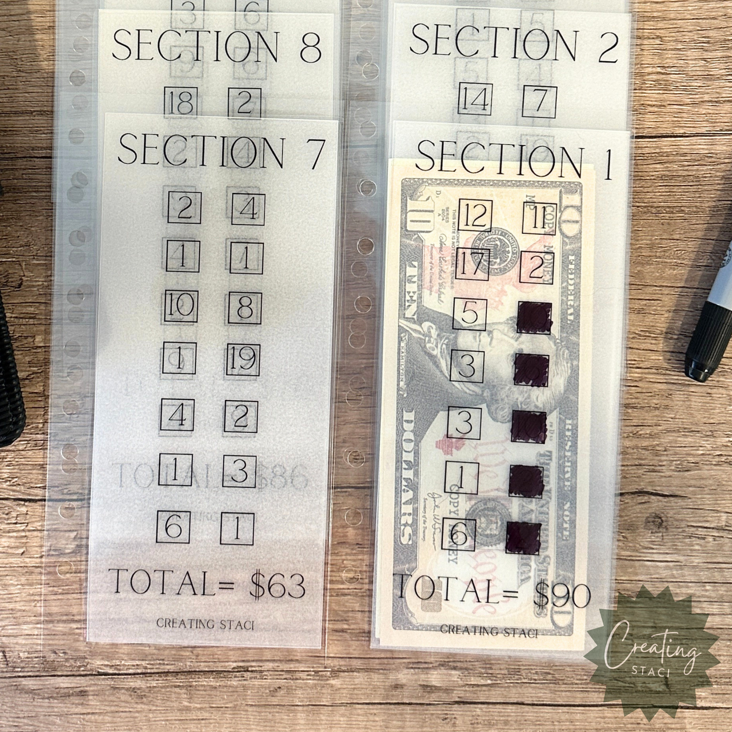 12 Sections Savings Challenge Envelopes