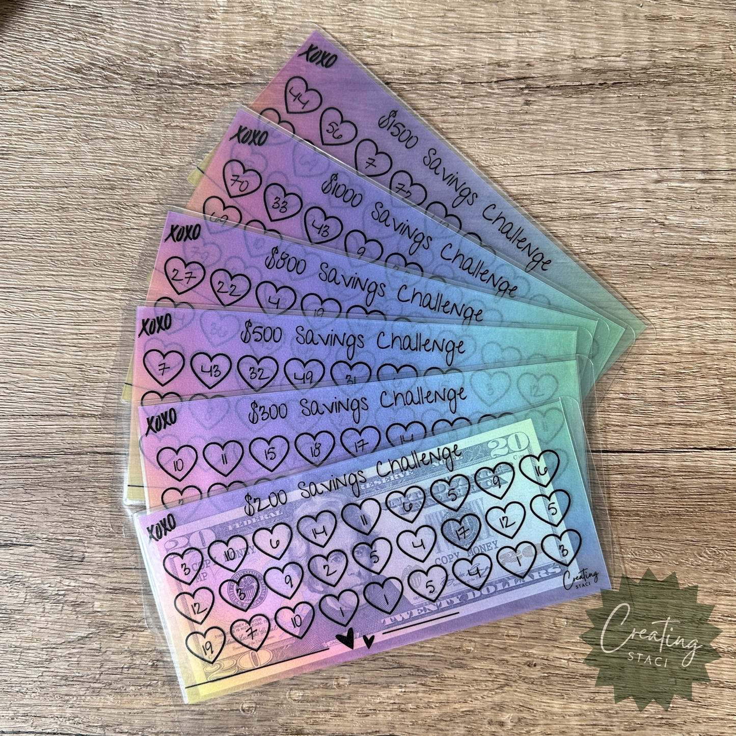 Rainbow Savings Challenge Envelopes