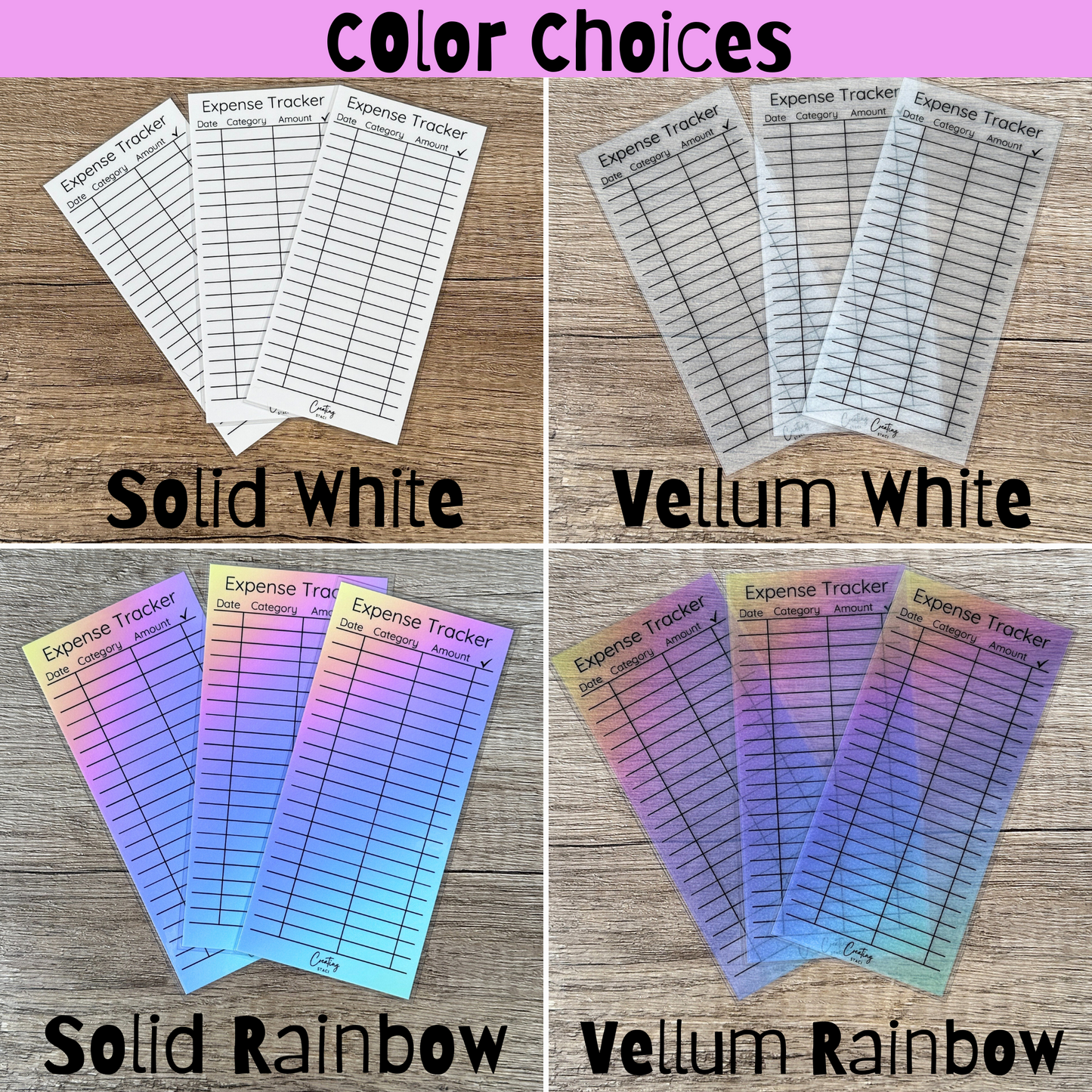Reusable Expense Trackers (3 pack)