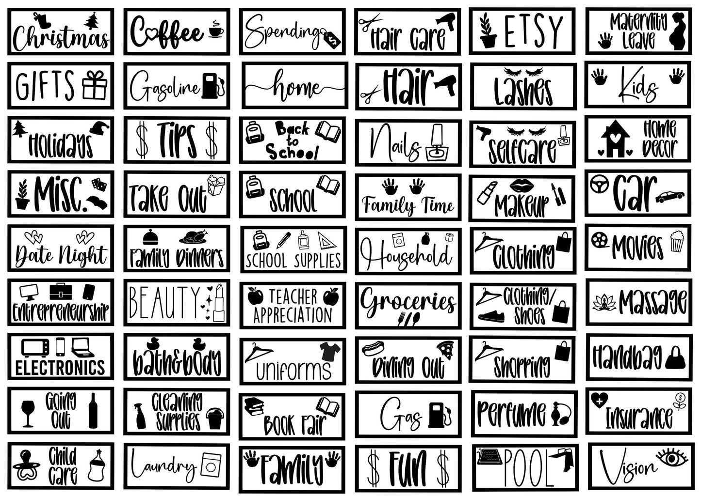 A6 Cash Envelopes with Designs
