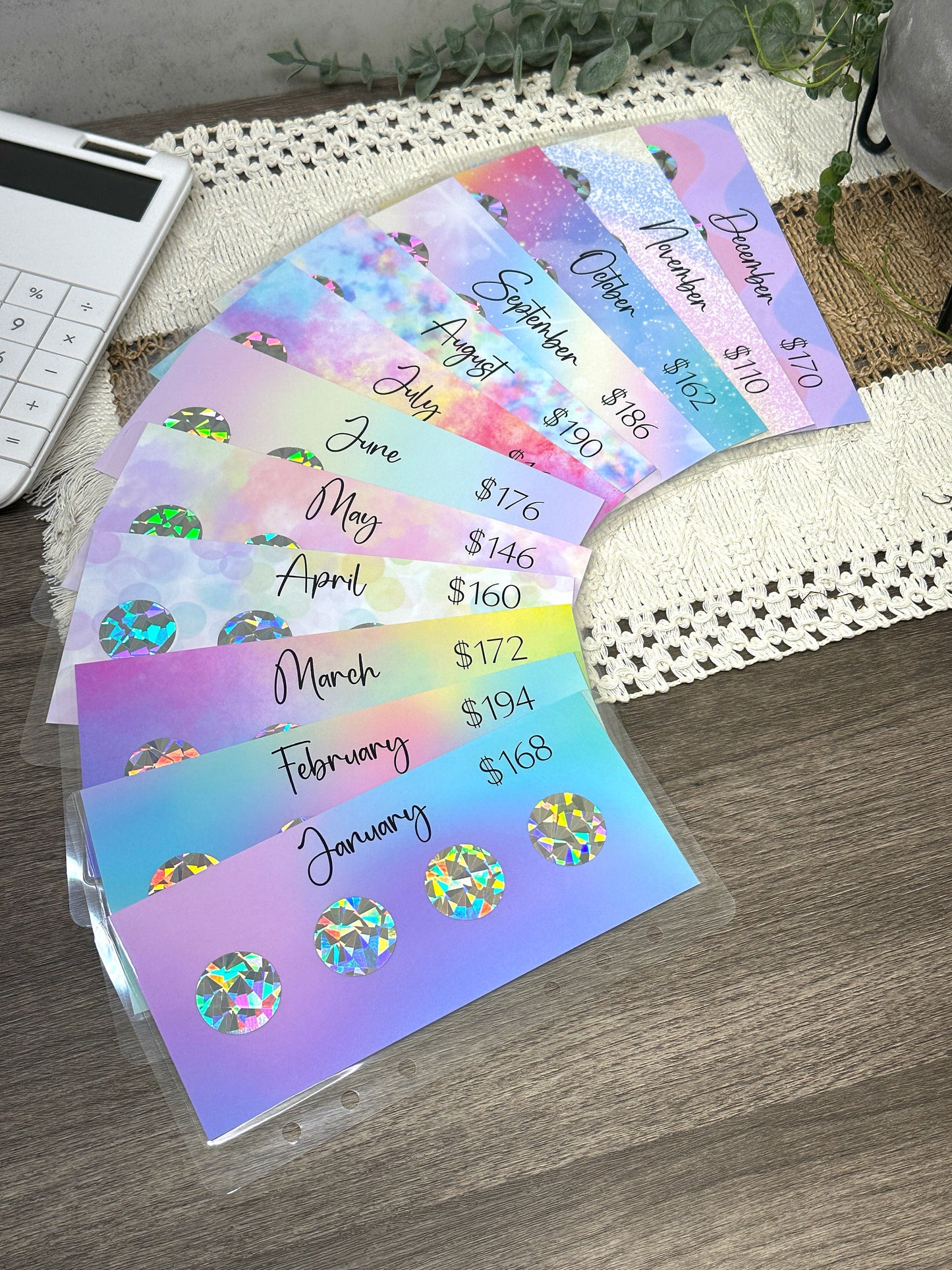 12 Month Scratch Off Savings Challenge Envelopes