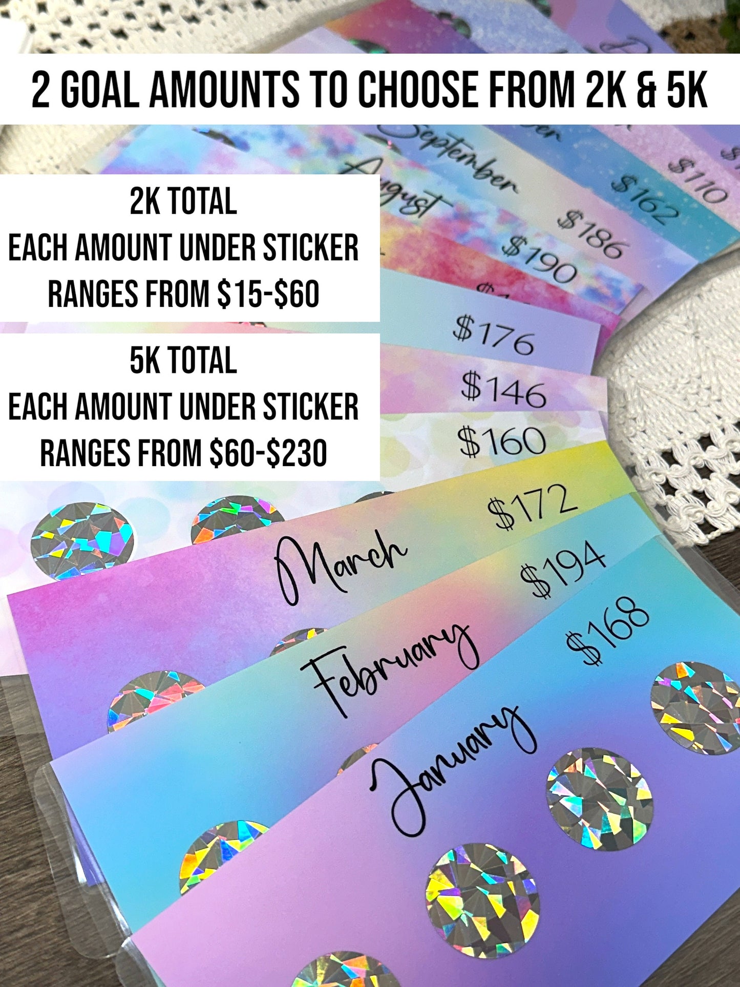 12 Month Scratch Off Savings Challenge Envelopes