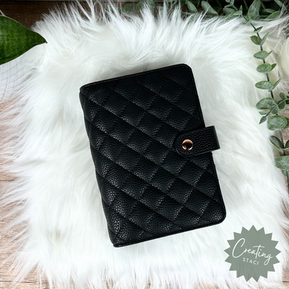 A6 Personal Quilted Vegan Leather Binder