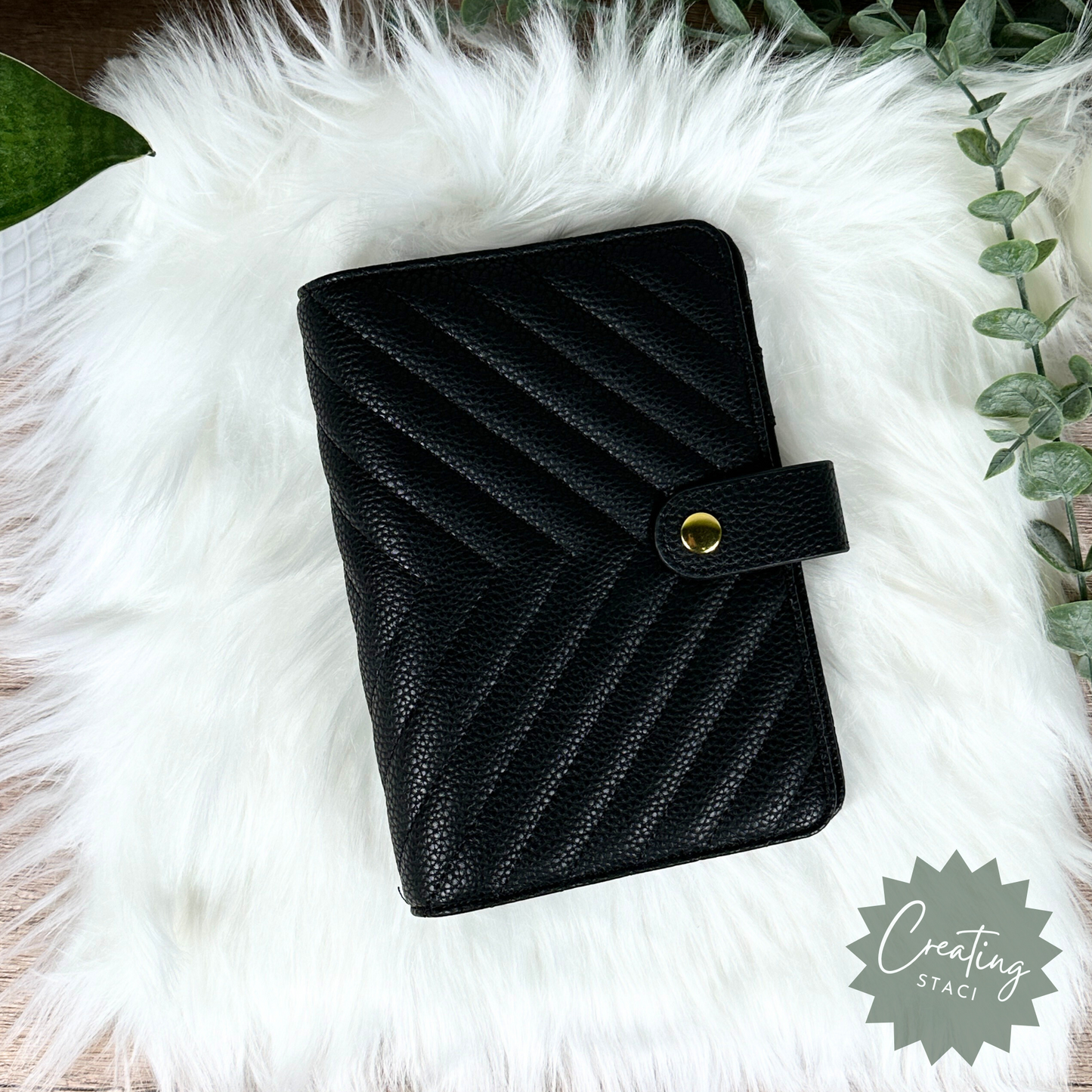 A6 Personal Quilted Vegan Leather Binder