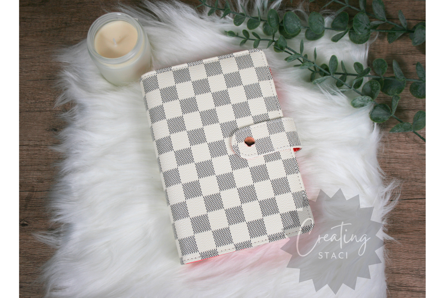 A6 Checkered Budget Binder Rose Gold Hardware