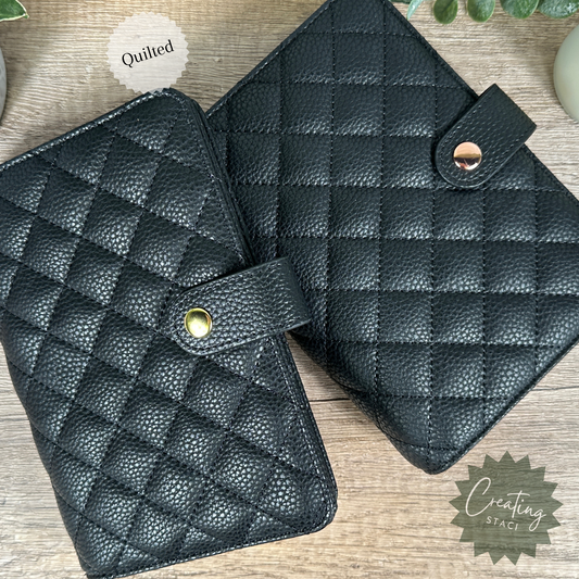 A6 Personal Quilted Vegan Leather Binder