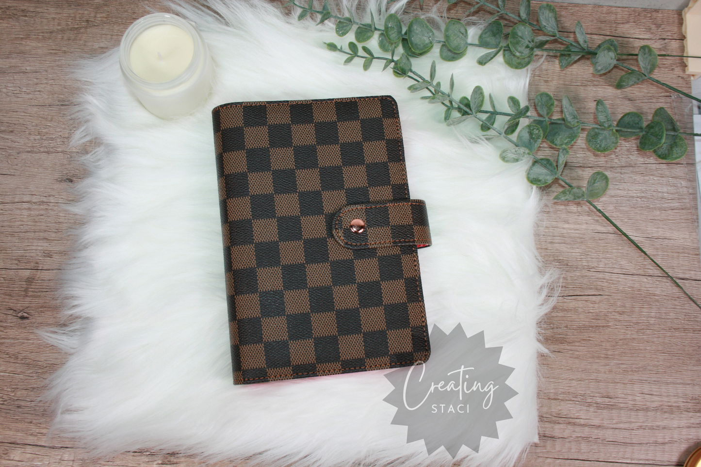 A6 Checkered Budget Binder Rose Gold Hardware