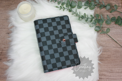 A6 Checkered Budget Binder Rose Gold Hardware