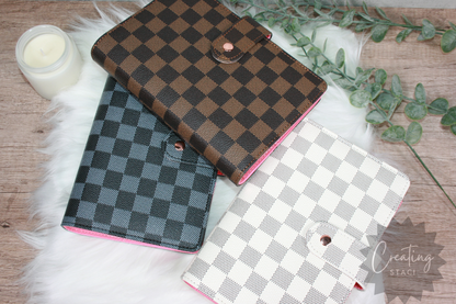 A6 Checkered Budget Binder Rose Gold Hardware